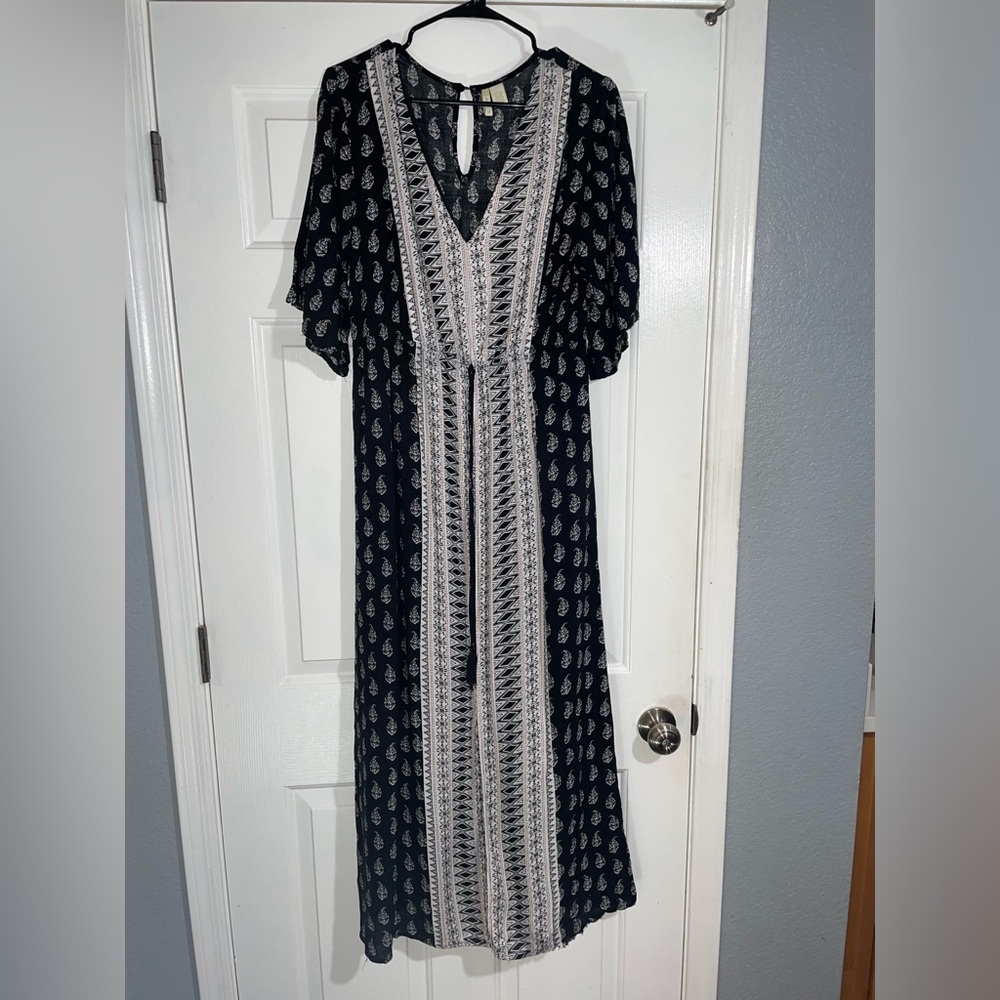 Women’s black and white paisley Maxi dress/ romper by Japna- size M